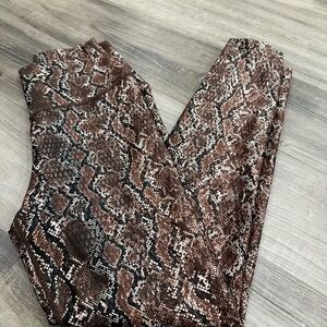 Carbon38 High Rise Snake Print Leggings Brown Python Workout Yoga Pants Size S